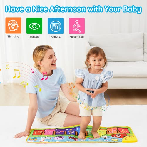 Joyjoz Kids Piano Mat with 25 Sounds, Music Mat for Toddlers, Dance Mat for Children Animal Musical Playmat for Baby Toddlers Boys Girls (100*36cm), 100x36cm, YQ2932