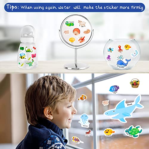 FancyWhoop Reusable Sticker Books Toys for Kids - 4 Pack Stickers Books for 2 3 4 Year Old Boys Girls Toddlers, Body Ocean Animal Insect Farm Sticker Book Educational Learning Toy Birthday Gifts