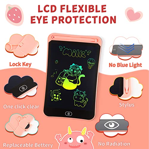 Toys Gifts for 2 3 4 5 6 Year Old Boys Girls, Genialba 8.5 inch LCD Writing Tablet Colorful Screen Drawing Board Toddler Toys Learning Educational Toys Gifts for Birthday Christmas (Pink)