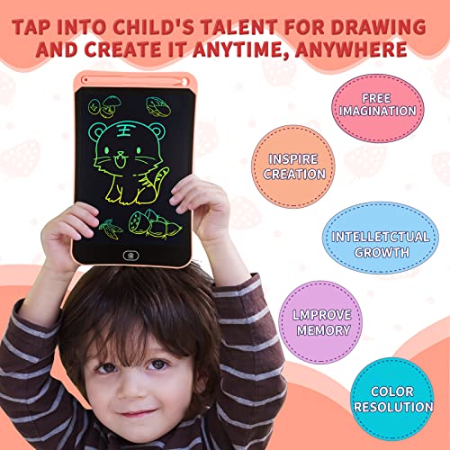 Toys Gifts for 2 3 4 5 6 Year Old Boys Girls, Genialba 8.5 inch LCD Writing Tablet Colorful Screen Drawing Board Toddler Toys Learning Educational Toys Gifts for Birthday Christmas (Pink)