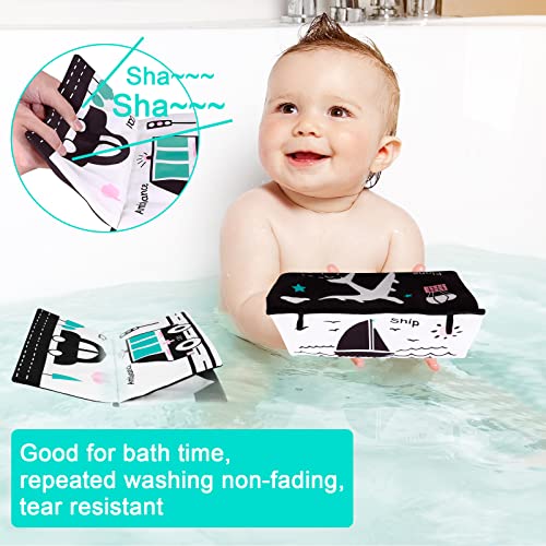 Sirecal Baby Tummy Time Mirror Flip Mirror for Baby Play Newborn Mirror Toy with Teether Black and White Sensory Toys Soft Cloth Book Developmental Gift for Infants Girls Boys 0-6 Months