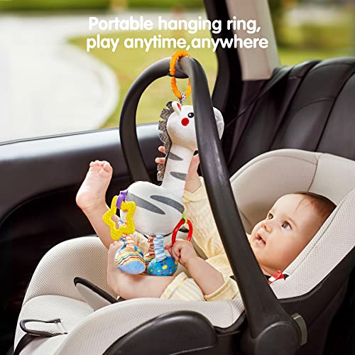 TUMAMA KIDS Baby Toys for 0,3,6,9,12 Months,Plush Animal Rattle Toys,Soft Baby Car Seat Stroller Pram Hanging Toys,Sensory Christmas Toys Gift for Infants Newborn Boys Girls(2 Pack) (TM278)