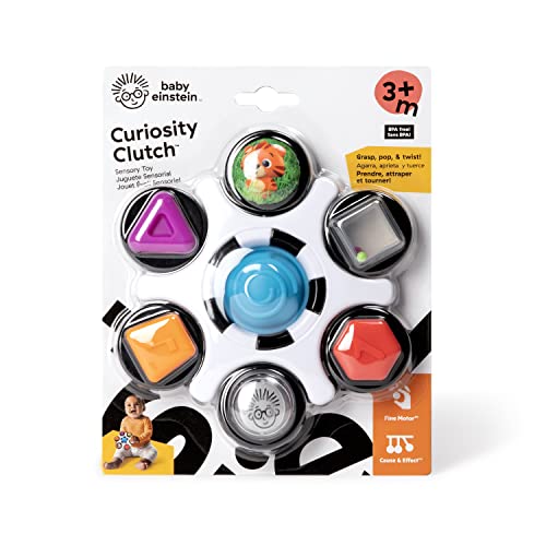 Baby Einstein Curiosity Clutch Fidget Sensory Toy and Pop It Rattle, BPA Free Infant Teether, Age 3 Months+