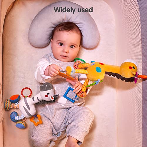 TUMAMA KIDS Baby Toys for 0,3,6,9,12 Months,Plush Animal Rattle Toys,Soft Baby Car Seat Stroller Pram Hanging Toys,Sensory Christmas Toys Gift for Infants Newborn Boys Girls(2 Pack) (TM278)