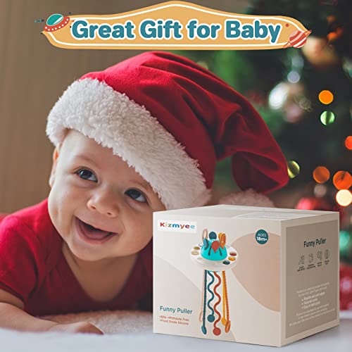 Kizmyee Montessori Toys, Baby Sensory Toys for Toddlers UFO Food Grade Silicone Pull String Activity Toy travel toys for toddlers
