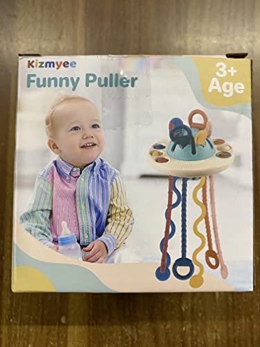 Kizmyee Montessori Toys, Baby Sensory Toys for Toddlers UFO Food Grade Silicone Pull String Activity Toy travel toys for toddlers