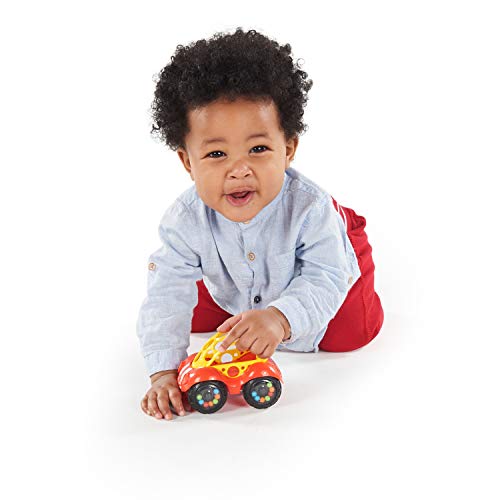 Bright Starts Oball Rattle & Roll Sports Race Car Toy Push and Go Vehicle, Easy Grasp, Ages 3 Months+, Red