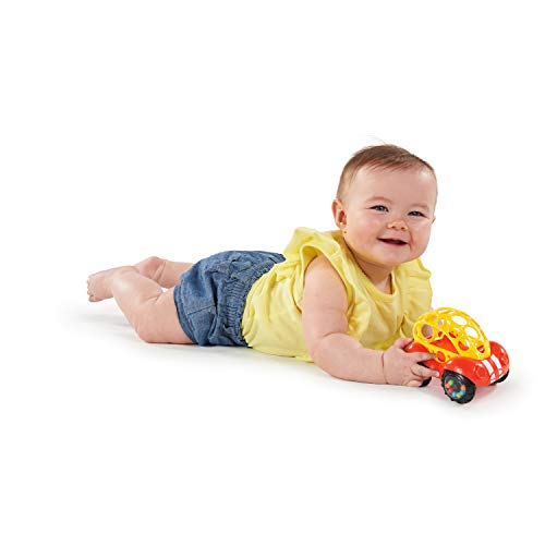 Bright Starts Oball Rattle & Roll Sports Race Car Toy Push and Go Vehicle, Easy Grasp, Ages 3 Months+, Red
