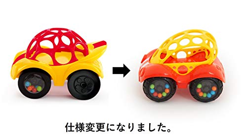 Bright Starts Oball Rattle & Roll Sports Race Car Toy Push and Go Vehicle, Easy Grasp, Ages 3 Months+, Red