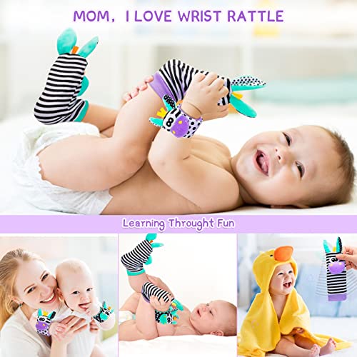 Baby Toys 0-6 Months: Baby Wrist and Ankle Rattles Foot Finder Rattle Sock, Hand and Feet Rattles for Babies Sensory Toys Arm Wristband Rattle Strap Toy for 0-12 Months Infant Boys Girls Gift