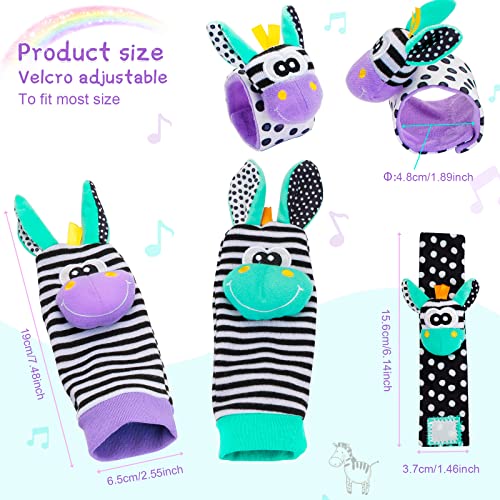 Baby Toys 0-6 Months: Baby Wrist and Ankle Rattles Foot Finder Rattle Sock, Hand and Feet Rattles for Babies Sensory Toys Arm Wristband Rattle Strap Toy for 0-12 Months Infant Boys Girls Gift