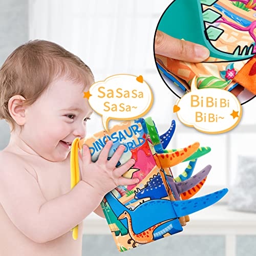 Baby Book Toys 0-6 Months - Sensory Soft Books Toy for Newborn High Contrast Crinkle Cloth Tails Book Babies First Gift Early Development Activity Bath Book Toys for Infants 0 3 6 12 Months