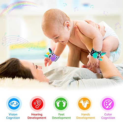 Baby Toys 0-6 Months: Baby Wrist and Ankle Rattles Foot Finder Rattle Sock, Hand and Feet Rattles for Babies Sensory Toys Arm Wristband Rattle Strap Toy for 0-12 Months Infant Boys Girls Gift