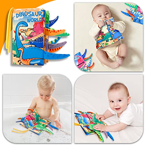 Baby Book Toys 0-6 Months - Sensory Soft Books Toy for Newborn High Contrast Crinkle Cloth Tails Book Babies First Gift Early Development Activity Bath Book Toys for Infants 0 3 6 12 Months