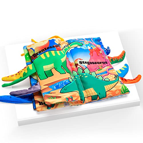 Baby Book Toys 0-6 Months - Sensory Soft Books Toy for Newborn High Contrast Crinkle Cloth Tails Book Babies First Gift Early Development Activity Bath Book Toys for Infants 0 3 6 12 Months