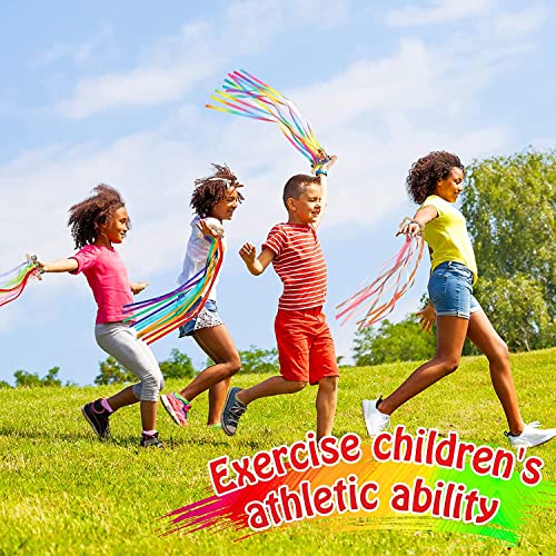 Rainbow Wooden Ribbon Ring Toys,Ribbon Hand Kite,Baby Teether Sensory Toy Cloud Ribbon Molar Wooden Circle,Hand-Eye Coordination Colour Learning Early Inspired Sensory Toys (Colourful)