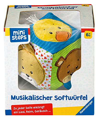 Ravensburger ministeps 4162 Musikalischer Softwürfel - Activity-Würfel mit Musik und Geräuschen, Motorikspielzeug, Baby Spielzeug ab 6 Monate