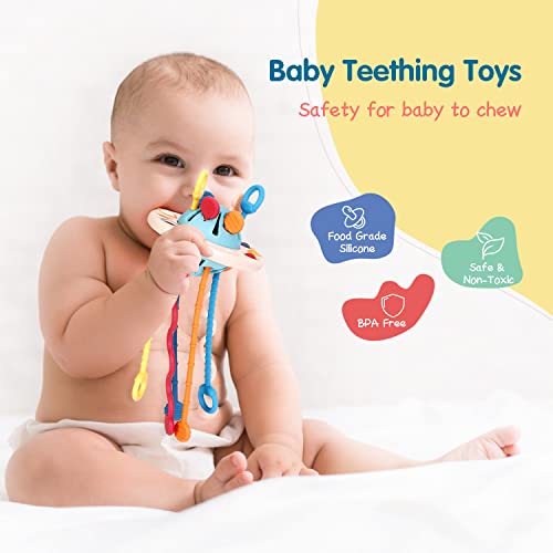 INSTOY Montessori Travel Toys for 1 Year Old Boys Gifts，Baby Sensory Toys 6-12-18 Months, UFO Pull String Toys for Fine Motor Skills 1 2 Year Old, Easter Birthday Gifts for Boys Girls Kids Age 1-3