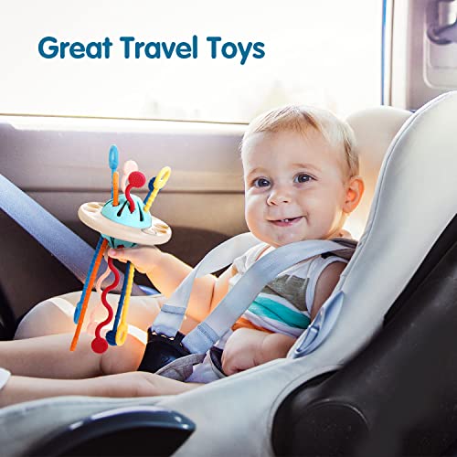 INSTOY Montessori Travel Toys for 1 Year Old Boys Gifts，Baby Sensory Toys 6-12-18 Months, UFO Pull String Toys for Fine Motor Skills 1 2 Year Old, Easter Birthday Gifts for Boys Girls Kids Age 1-3
