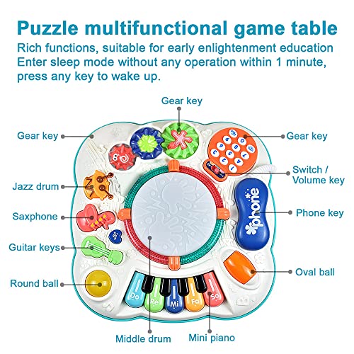 Cemirk Baby Activity Table, Baby Musical Toys 6-12 Months, Activity Center for 1 2 3 Years Old (Size:30 * 30 * 30cm)