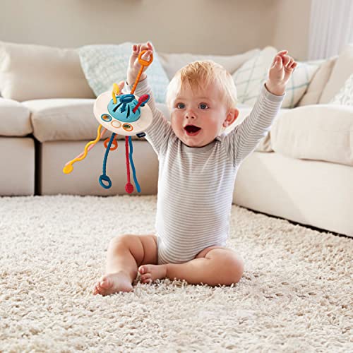 INSTOY Montessori Travel Toys for 1 Year Old Boys Gifts，Baby Sensory Toys 6-12-18 Months, UFO Pull String Toys for Fine Motor Skills 1 2 Year Old, Easter Birthday Gifts for Boys Girls Kids Age 1-3