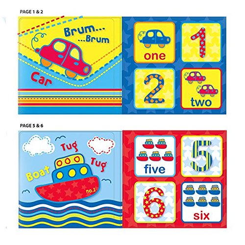 Set of 4 Baby Bath Books | First Words ABC Letters & Numbers | Plastic Coated & Padded | Floating Fun Educational Learning Toys for Toddlers & Kids