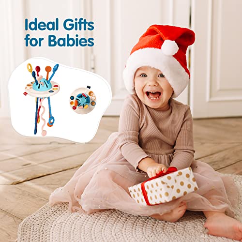INSTOY Montessori Travel Toys for 1 Year Old Boys Gifts，Baby Sensory Toys 6-12-18 Months, UFO Pull String Toys for Fine Motor Skills 1 2 Year Old, Easter Birthday Gifts for Boys Girls Kids Age 1-3