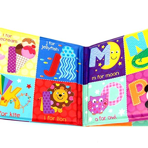 Set of 4 Baby Bath Books | First Words ABC Letters & Numbers | Plastic Coated & Padded | Floating Fun Educational Learning Toys for Toddlers & Kids