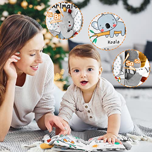 Sirecal Baby Books 0-6 Months, Soft Crinkle Cloth High Contrast Sensory Books for Babies, Newborn Touch Feel Activity Early Development Toy Infant 0 3 6 12 Months Boy Girl Shower Gifts (Elephant)
