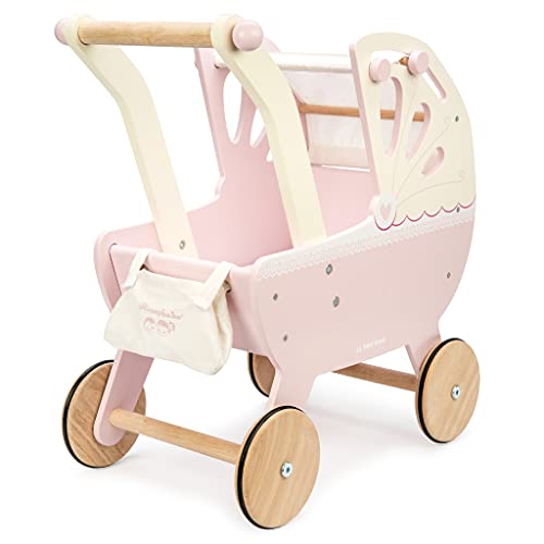 Le Toy Van - Educational Wooden Toy Role Play Beautiful Sweet Dreams Doll Toy Pram | Pretend Play Toy Pram Playset - For Ages 3+