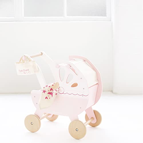 Le Toy Van - Educational Wooden Toy Role Play Beautiful Sweet Dreams Doll Toy Pram | Pretend Play Toy Pram Playset - For Ages 3+