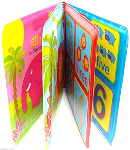 Set of 4 Baby Bath Books | First Words ABC Letters & Numbers | Plastic Coated & Padded | Floating Fun Educational Learning Toys for Toddlers & Kids