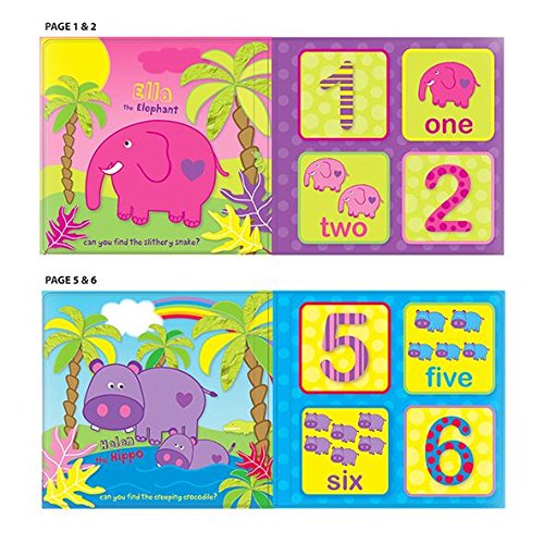 Set of 4 Baby Bath Books | First Words ABC Letters & Numbers | Plastic Coated & Padded | Floating Fun Educational Learning Toys for Toddlers & Kids