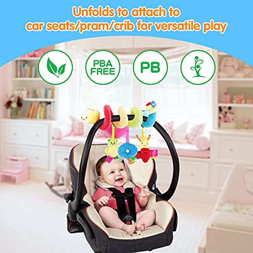 Spiral Pram Toys for Babies - Wrap Around Pushchair Stroller/Car Seat/Crib Sensory Toys for 0 3 6 9 12 Months Early Learning Play Bar Newborn Hanging Toy Infant Boys Girls Christmas Shower Gift