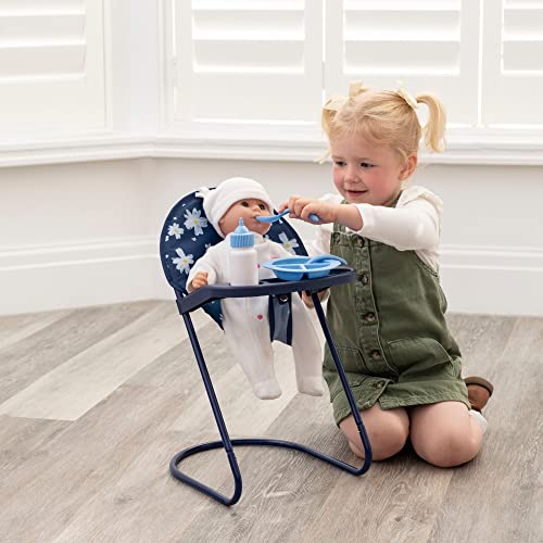 HTI Mamas & Papas Junior Nursery Bundle | 7 Piece Nursery Playset Doll Highchair, Feeding Set, Stroller & Cot Included | Prams, Pushchairs and Dolls Accessories For Kids Boys & Girls Age 3 Years+