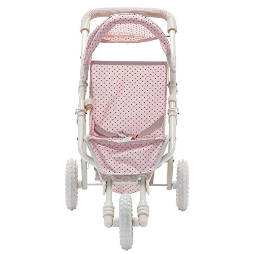 Olivia's Little World Kids Dolls Pram, Baby Doll Stroller, For 16-18 Inch Dolls, Toy Pram with Storage Basket and Retractable Canopy, Doll Accessory, Ages 3+