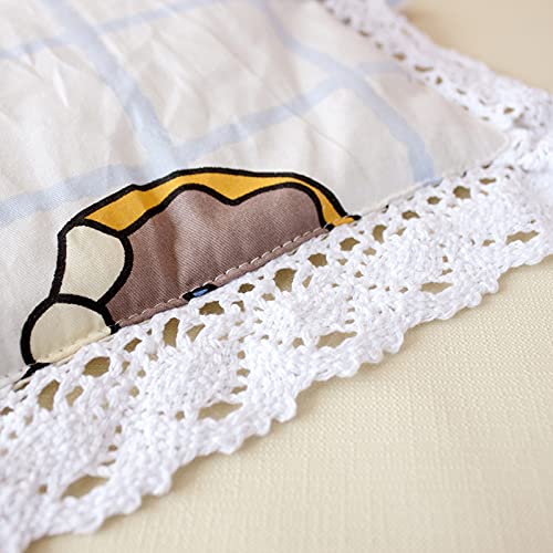 Doll Bedding Set, Cartoon Pattern Dolls Accessories Pillow And Blanket Set, Bedroom Furniture Accessory for Dolls, Washable Doll Bedding Set for Kids Pretend Play house Game Toy (A)