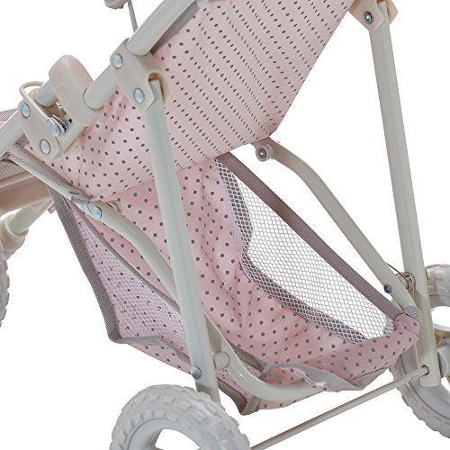 Olivia's Little World Kids Dolls Pram, Baby Doll Stroller, For 16-18 Inch Dolls, Toy Pram with Storage Basket and Retractable Canopy, Doll Accessory, Ages 3+