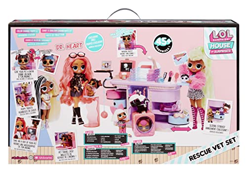 L.O.L. Surprise! O.M.G Rescue Vet Set - 45+ Surprises Including Colour Change Features, Two Pets, and Exclusive Fashion Doll Dr. Heart - House of Surprises Series - Great for Kids Ages 4+