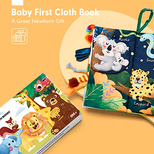Baby Toys Jungle Tails Sensory Books for Babies Touch and Feel Soft Books, Crinkle Paper Baby Essentials for Newborn Infants Toys, Car Seat Baby Girls Gifts Newborn for 0 3 6 12 Months Boys Girls
