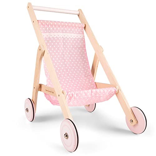 New Classic Toys Wooden Doll Stroller for Children 36 Months and Up Boys and Girls