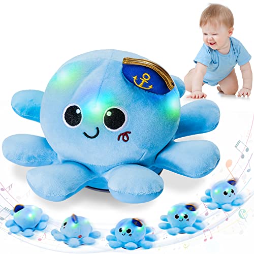 FancyWhoop Baby Musical Light Crawling Toys - Light up Dancing Spinning Walking Soft Octopus Toy for 1 Year Old Boys Girls Kids, Sensory Interactive Baby Gifts for 6 12 18 Months Toddlers