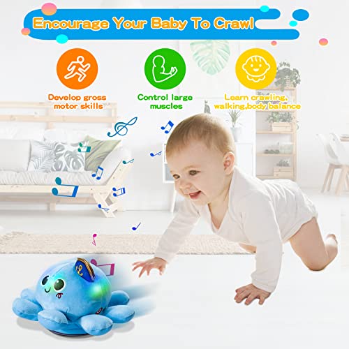 FancyWhoop Baby Musical Light Crawling Toys - Light up Dancing Spinning Walking Soft Octopus Toy for 1 Year Old Boys Girls Kids, Sensory Interactive Baby Gifts for 6 12 18 Months Toddlers