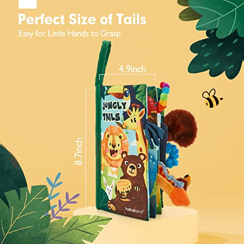 Baby Toys Jungle Tails Sensory Books for Babies Touch and Feel Soft Books, Crinkle Paper Baby Essentials for Newborn Infants Toys, Car Seat Baby Girls Gifts Newborn for 0 3 6 12 Months Boys Girls
