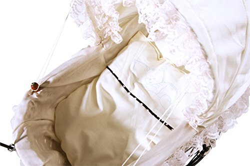 small foot 8755 wicker doll pram nostalgia made of wood and wicker with movable top, top decoration