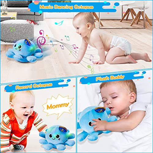 FancyWhoop Baby Musical Light Crawling Toys - Light up Dancing Spinning Walking Soft Octopus Toy for 1 Year Old Boys Girls Kids, Sensory Interactive Baby Gifts for 6 12 18 Months Toddlers