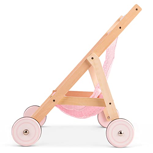 New Classic Toys Wooden Doll Stroller for Children 36 Months and Up Boys and Girls