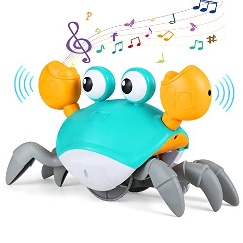 Crawling Crab Baby Toys With Music and Light Interactive Walking Sensory Toys with Automatically Avoid Obstacles Function Musical Toys for Kids Toddler