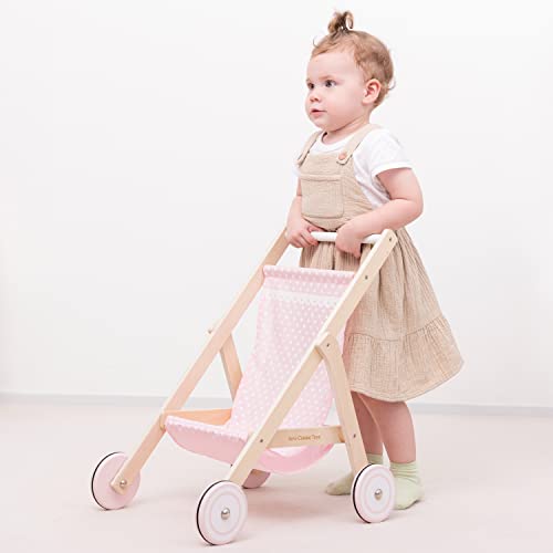 New Classic Toys Wooden Doll Stroller for Children 36 Months and Up Boys and Girls