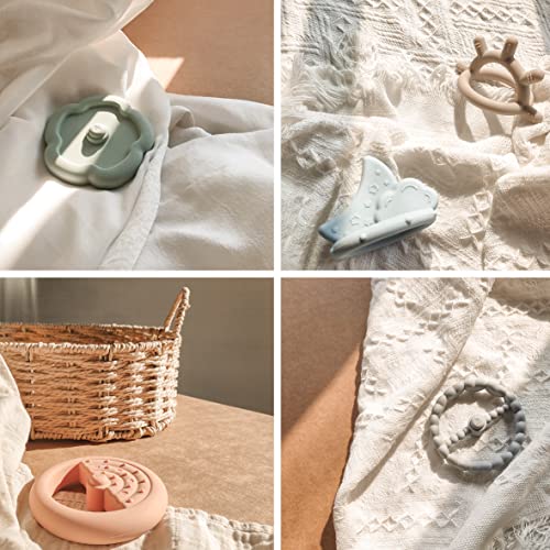 Moonkie Stacks of Circles Soft Teething Toy Educational Learning Stacking Ring Toys for Babies, 7 Piece Set